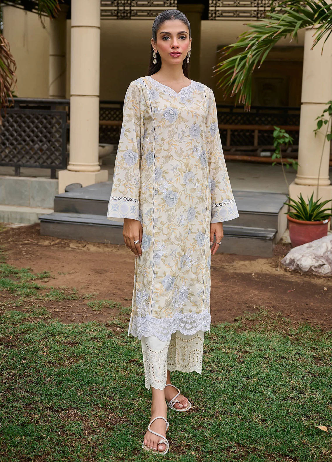 Dhanak Pret Casual Lawn Kurtie DC-0532 Beige