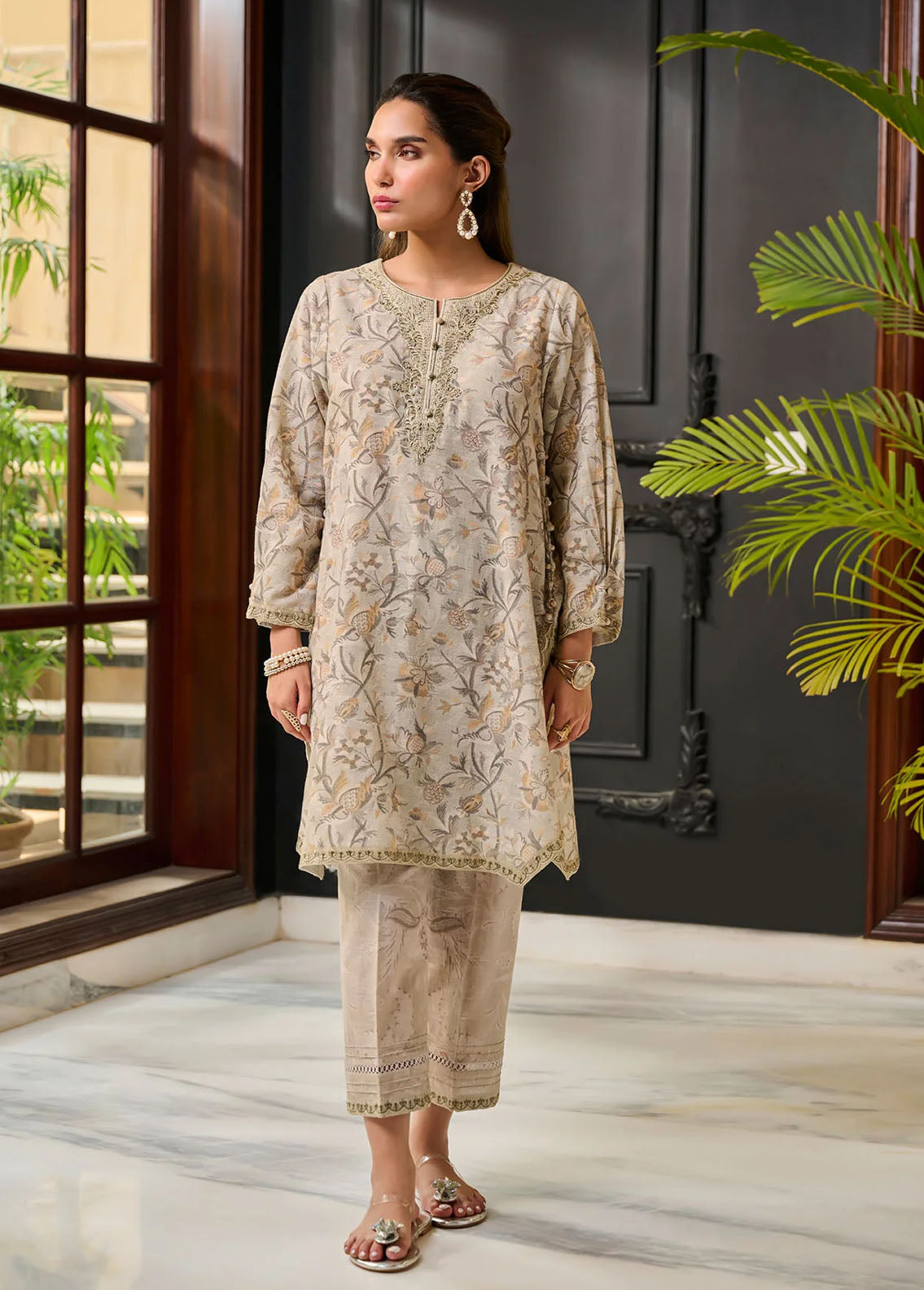 Dhanak Pret Embroidered Khaddar 2 Piece Suit DC-2281 GREY