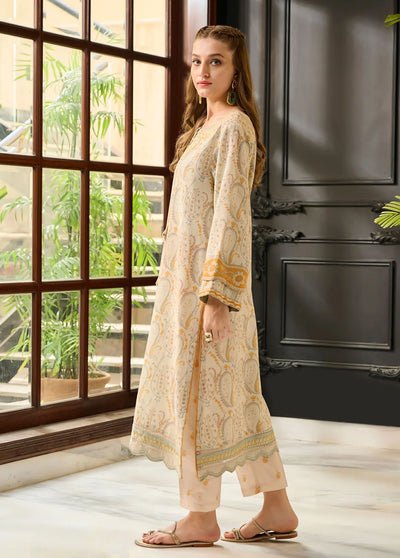 Dhanak Pret Embroidered Khaddar 2 Piece Suit DC-2282 BEIGE