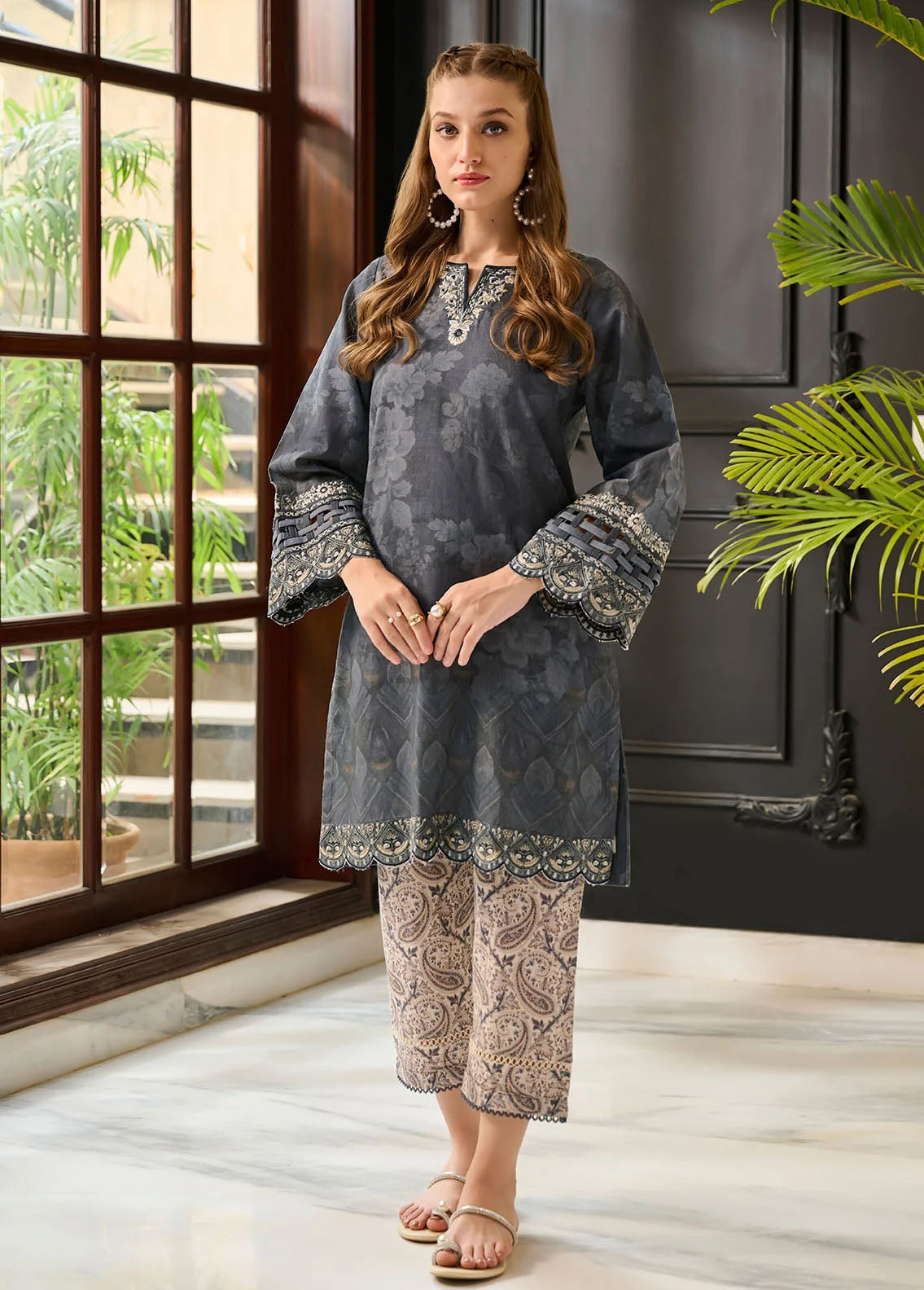 Dhanak Pret Embroidered Khaddar 2 Piece Suit DC-2283 BLUE