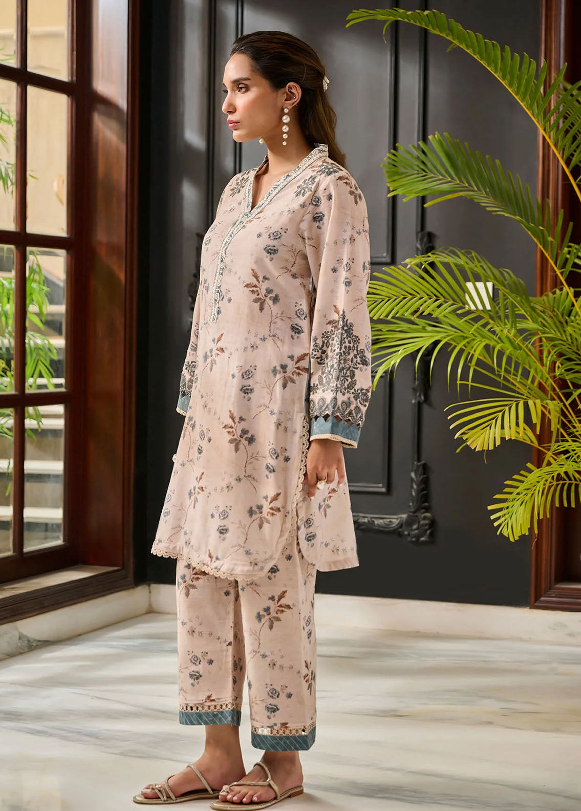 Dhanak Pret Embroidered Khaddar 2 Piece Suit DC-2285 BEIGE