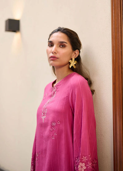 Dhanak Pret Embroidered Linen 2 Piece Suit DC-2291 PINK