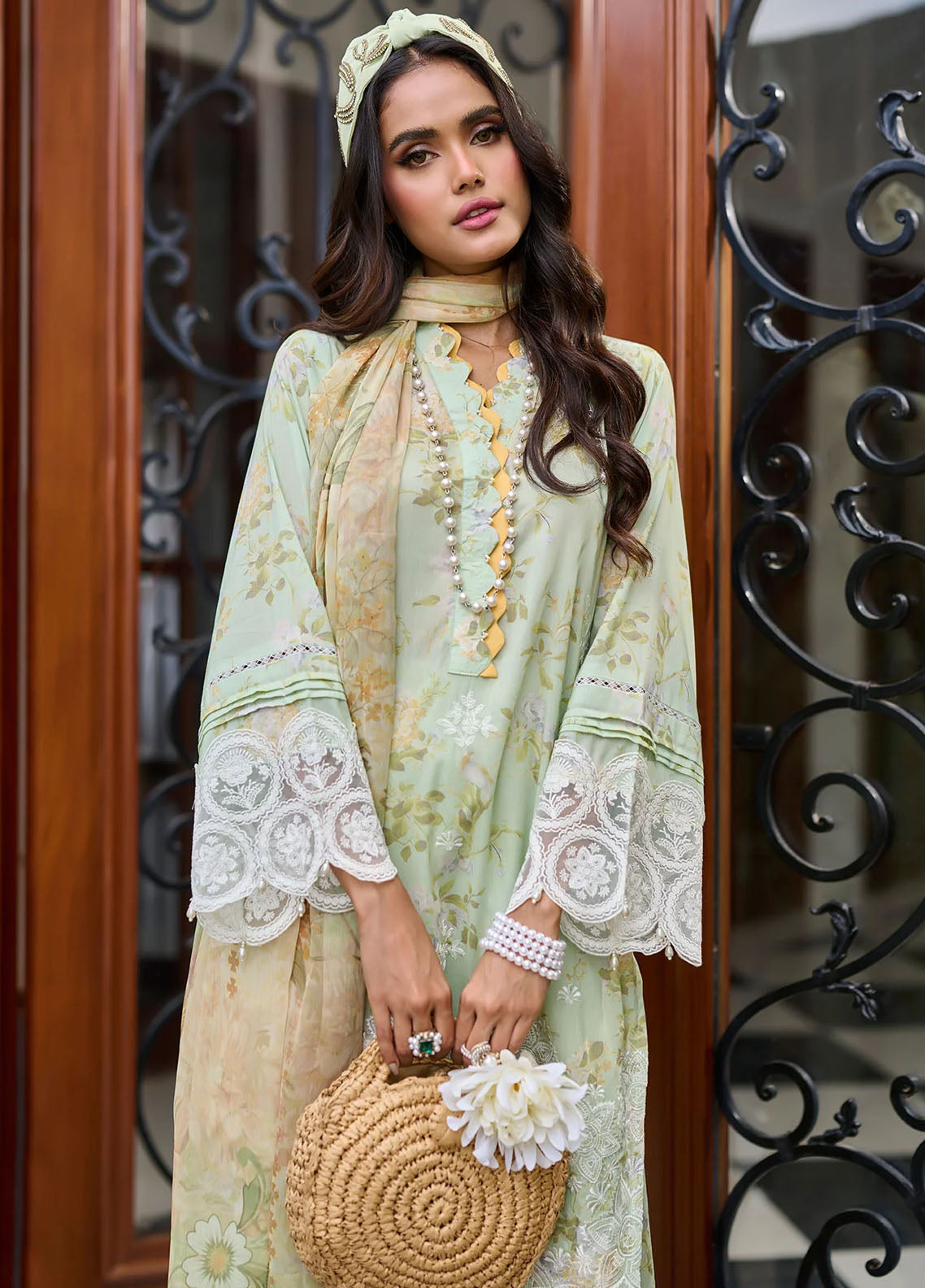 Dhanak Unstitched Spring Summer Collection 2024 SS24DU-3189 Mint Green
