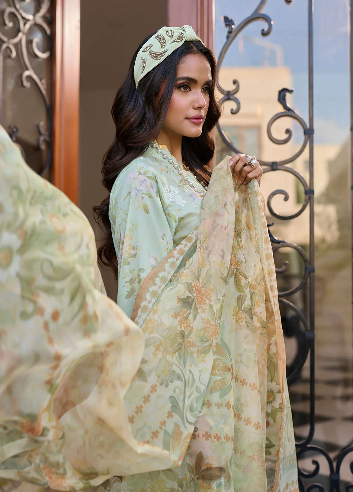 Dhanak Unstitched Spring Summer Collection 2024 SS24DU-3189 Mint Green