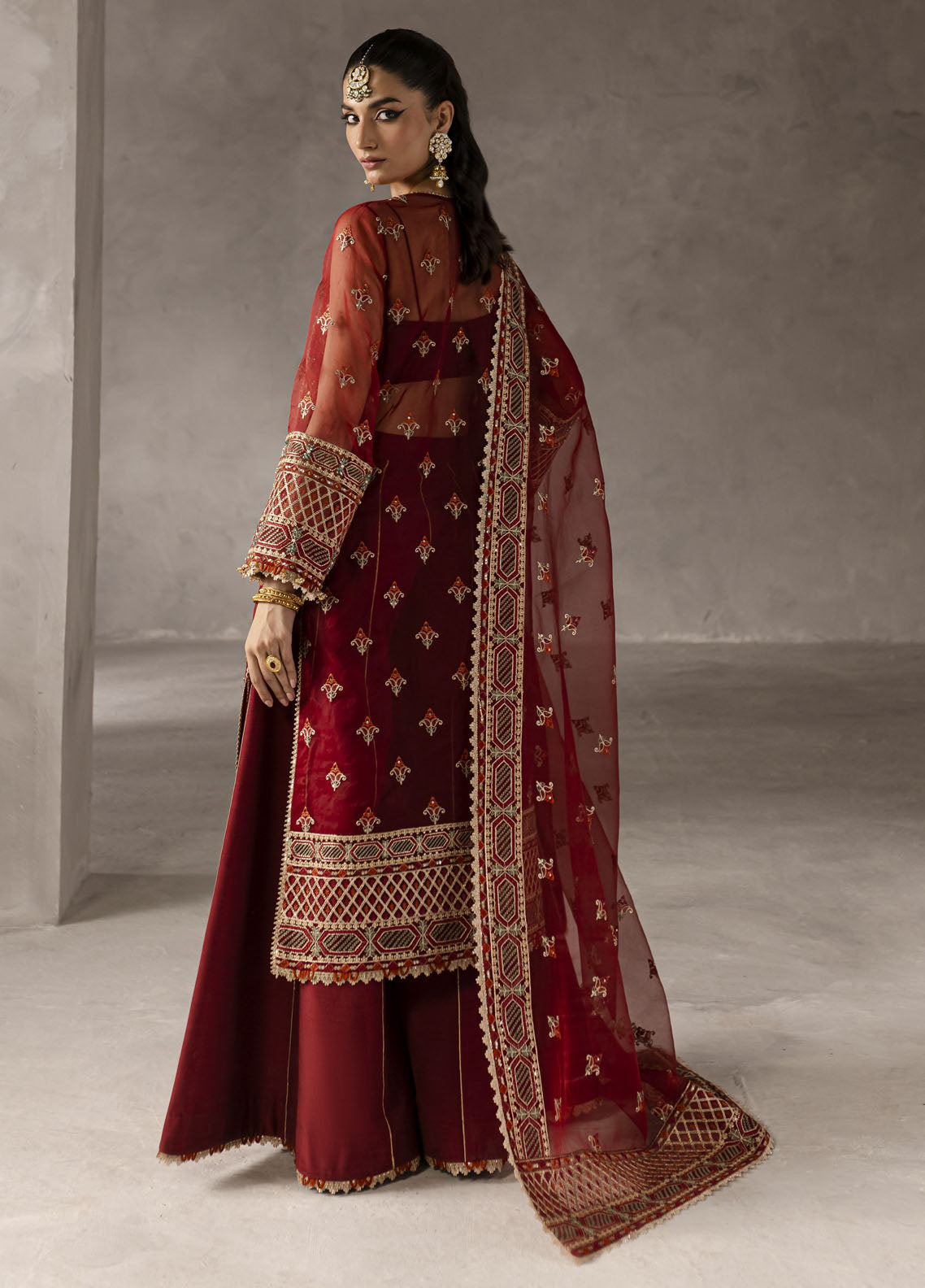 Elysee by Imran Ramzan Embroidered Organza Suits Unstitched 3 Piece IR25EF Pivione Ecarlate