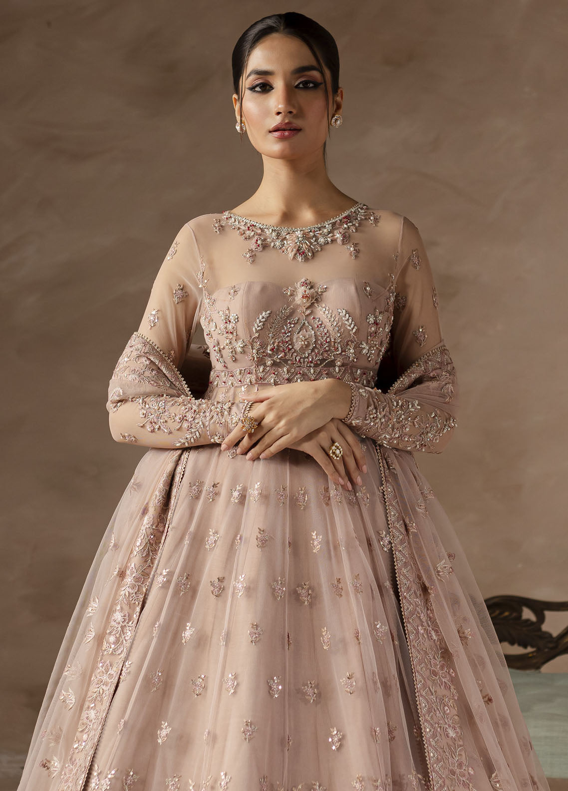 Elysee by Imran Ramzan Embroidered Net Suits Unstitched 3 Piece IR25EF Reve de Rose