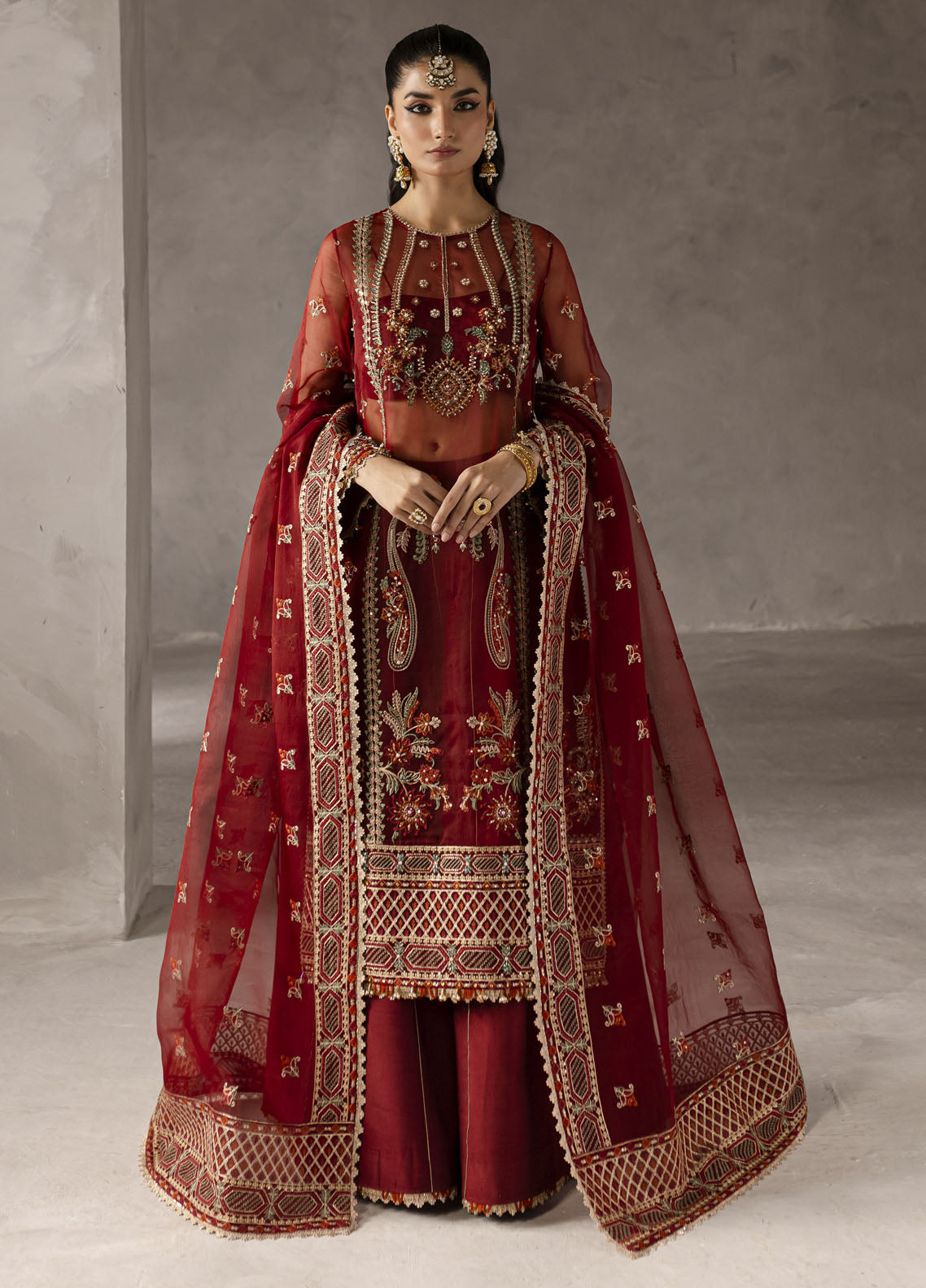 Elysee by Imran Ramzan Embroidered Organza Suits Unstitched 3 Piece IR25EF Pivione Ecarlate