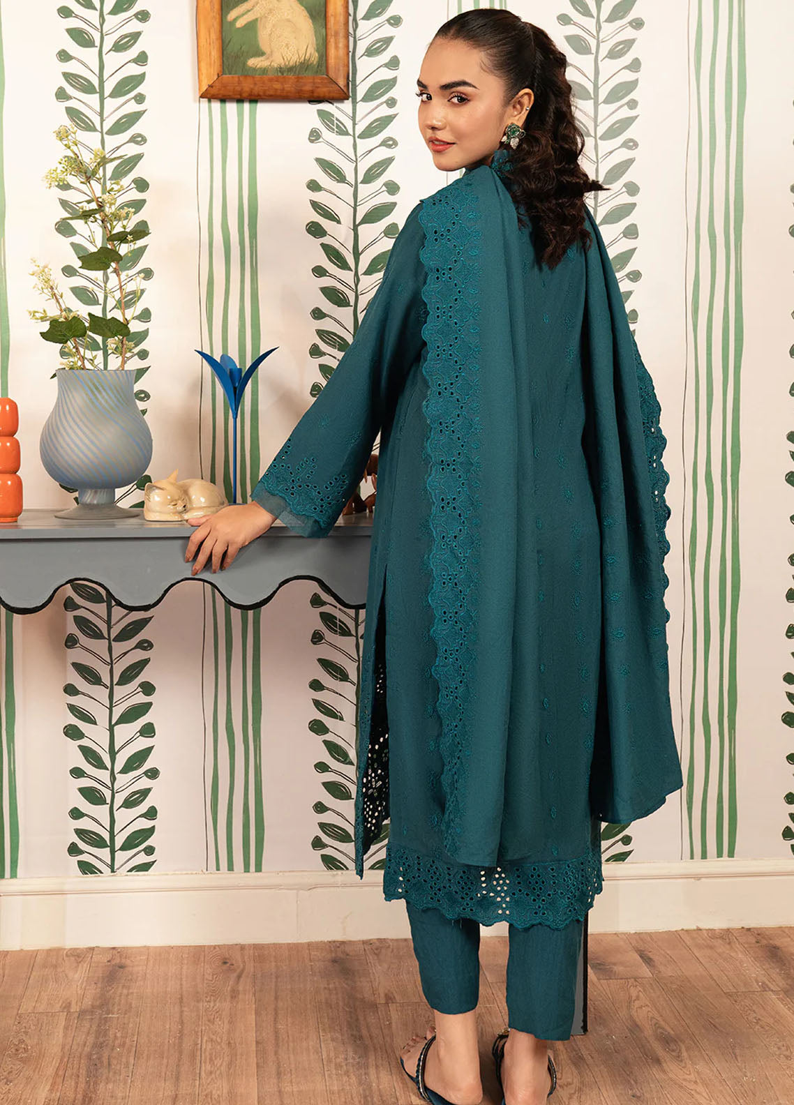 Elara by Meerak Unstitched Chikankari Collection 2024 Teal Temptation