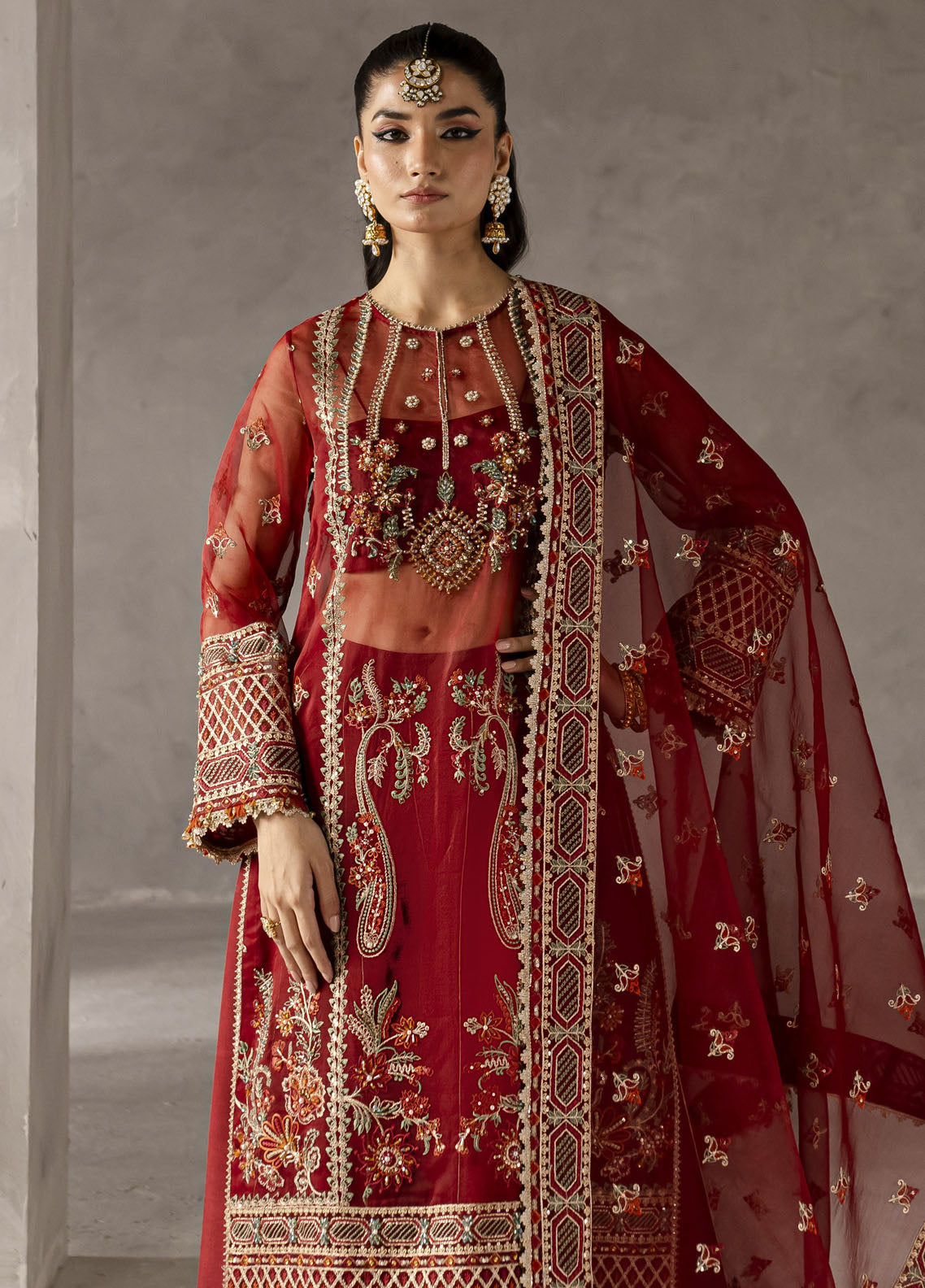 Elysee by Imran Ramzan Embroidered Organza Suits Unstitched 3 Piece IR25EF Pivione Ecarlate