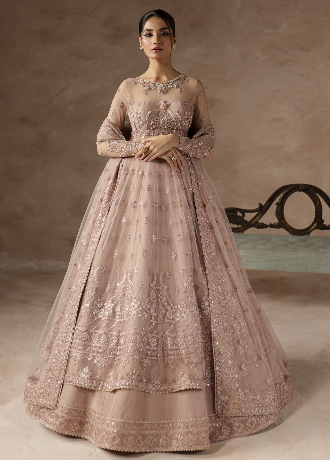 Elysee by Imran Ramzan Embroidered Net Suits Unstitched 3 Piece IR25EF Reve de Rose