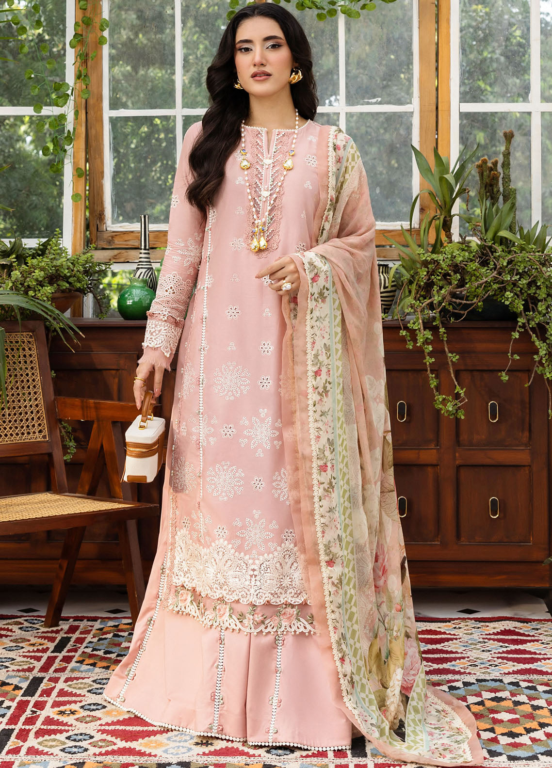 Elaf Chikankari Lawn Suits Unstitched 3 Piece EEC - 1A Forever Blush
