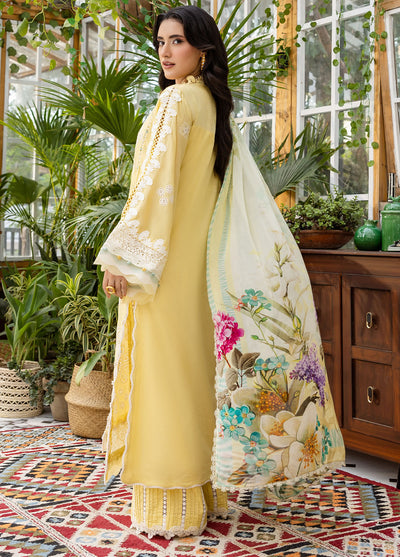 Elaf Chikankari Lawn Suits Unstitched 3 Piece EEC - 2B Butter Bloom