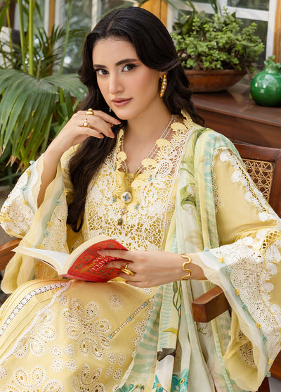 Elaf Chikankari Lawn Suits Unstitched 3 Piece EEC - 2B Butter Bloom