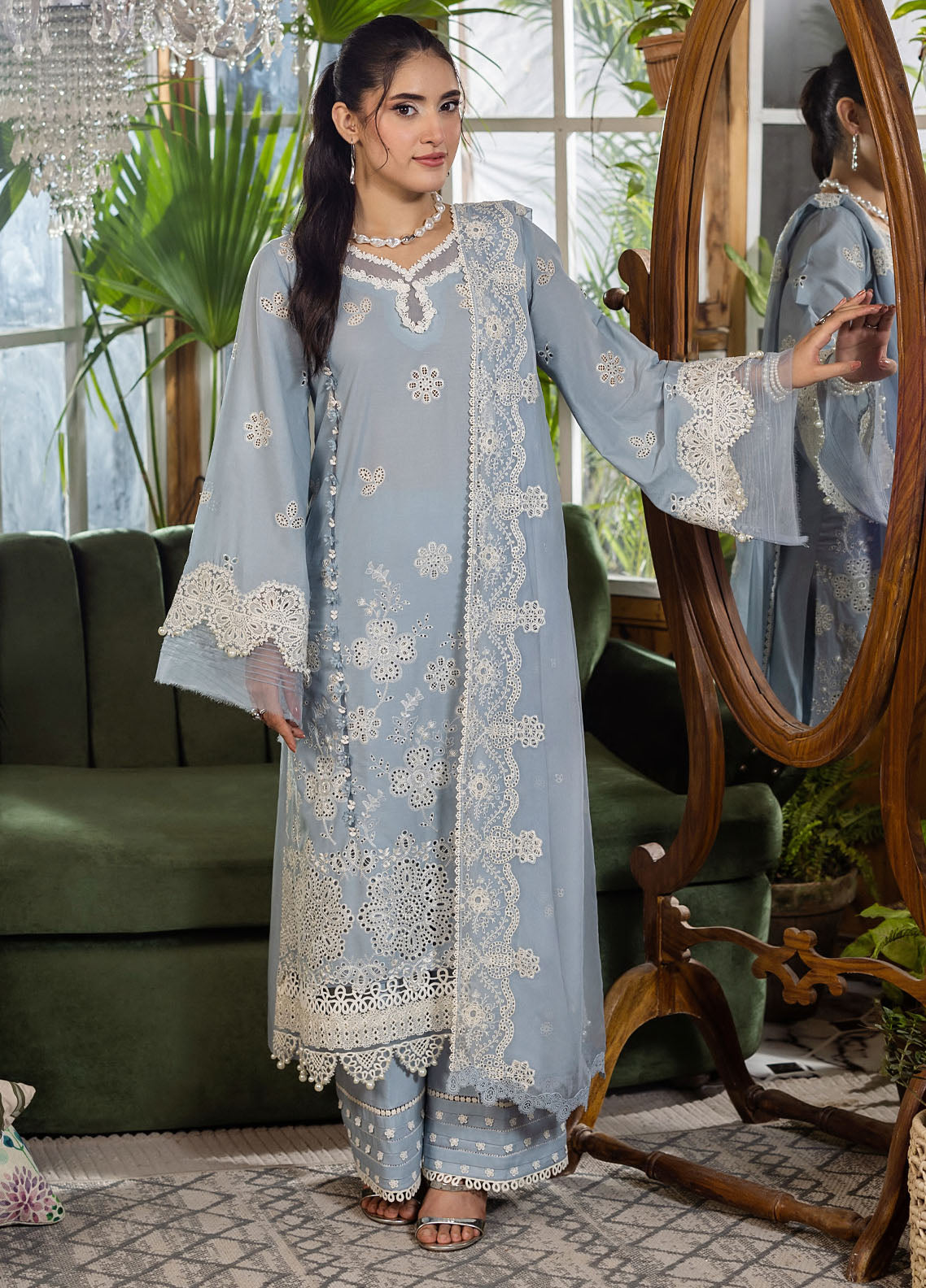 Elaf Chikankari Lawn Suits Unstitched 3 Piece EEC - 3B Parisian