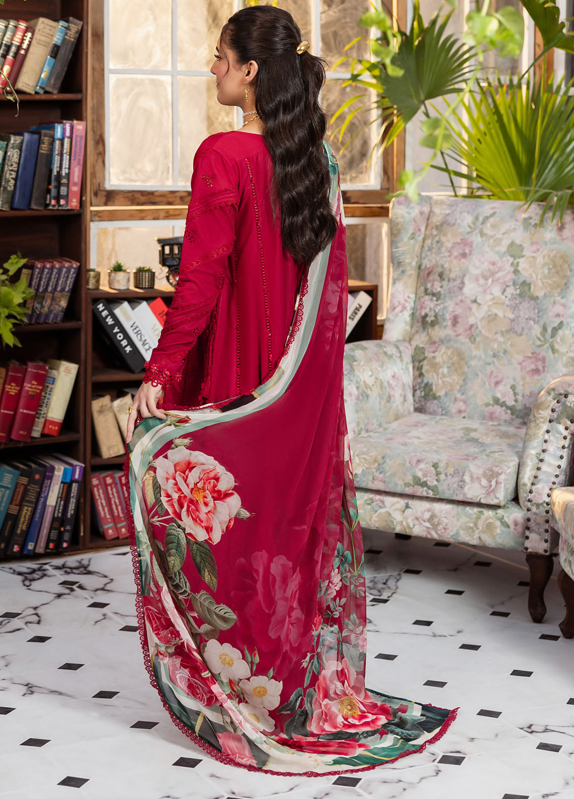 Elaf Chikankari Lawn Suits Unstitched 3 Piece EEC - 4A Rubelet
