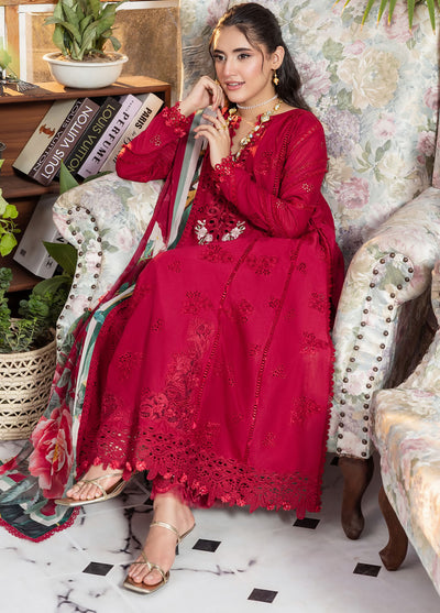 Elaf Chikankari Lawn Suits Unstitched 3 Piece EEC - 4A Rubelet
