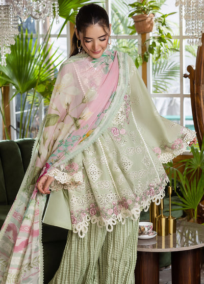 Elaf Chikankari Lawn Suits Unstitched 3 Piece EEC - 5B Matcha
