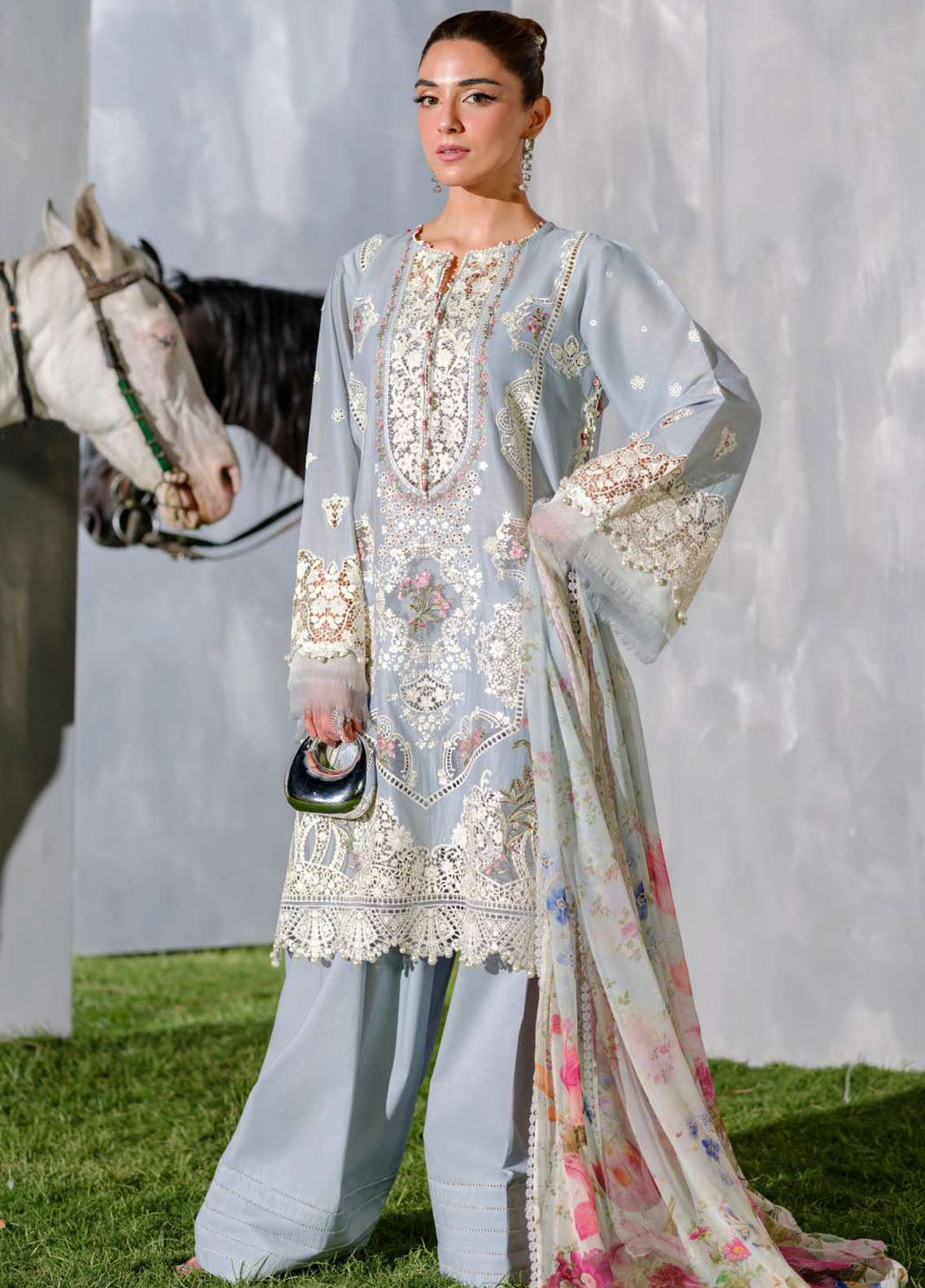 Elaf Embroidered Lawn Suits Unstitched 3 Piece EF25LV ELH-7B Issabel