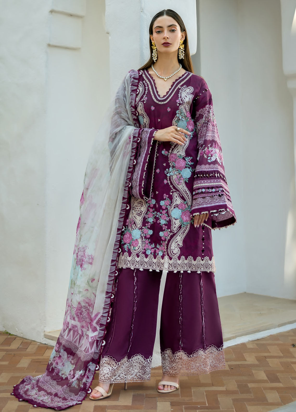 Signature by Elaf Unstitched Embroidered Lawn Collection 2025 ETS-06B