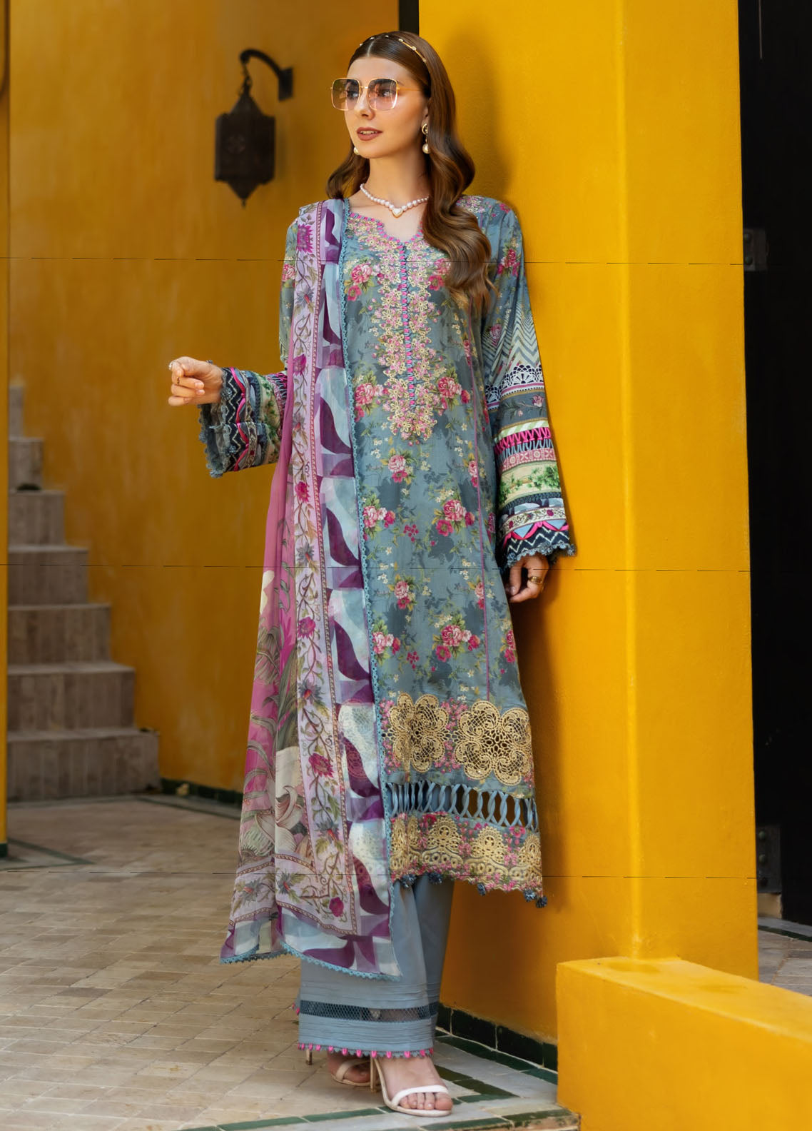 Signature by Elaf Unstitched Embroidered Lawn Collection 2025 ETS-07B