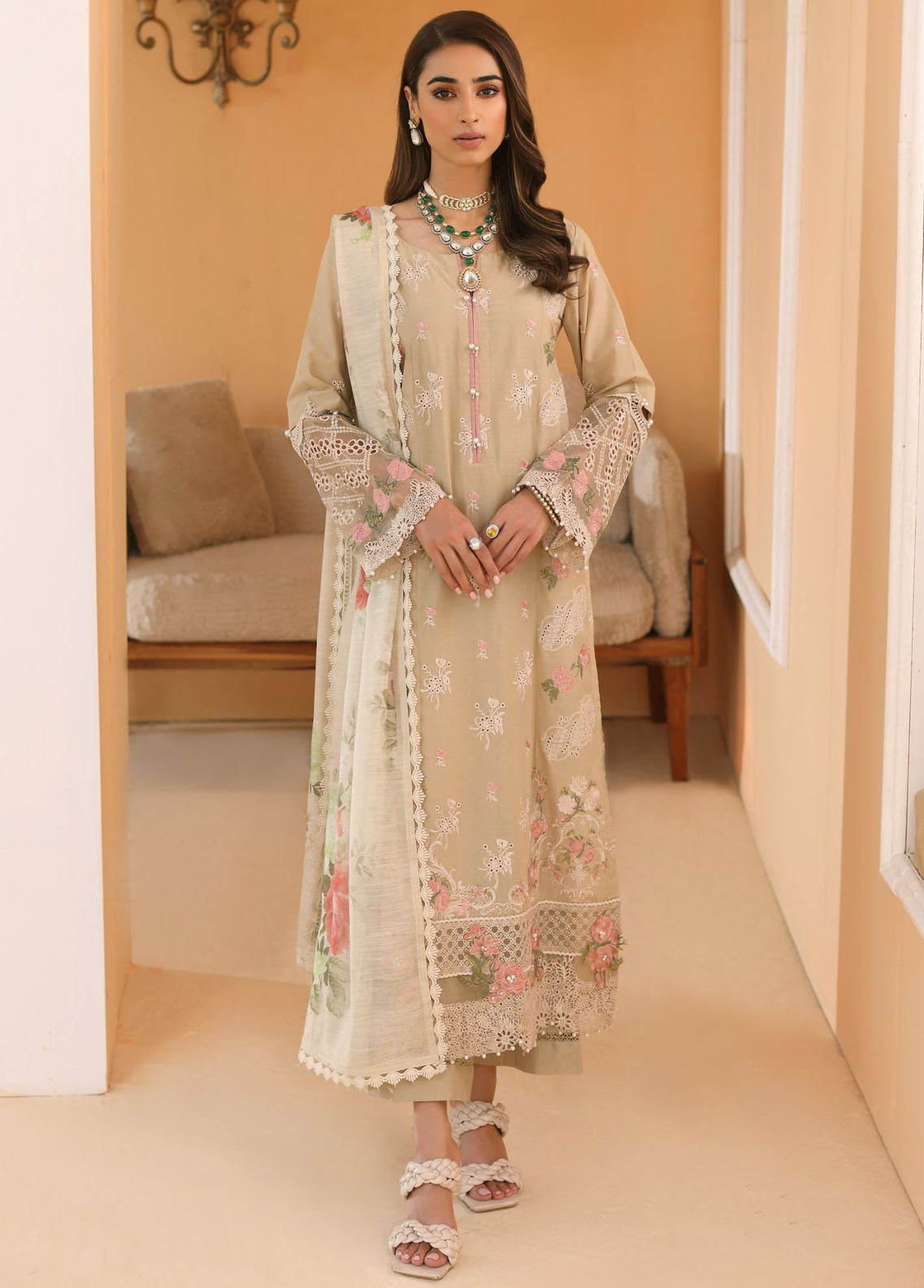 Elaf Pret Embroidered Lawn 3 Piece Suit EF23RW ELP-03B Hazel