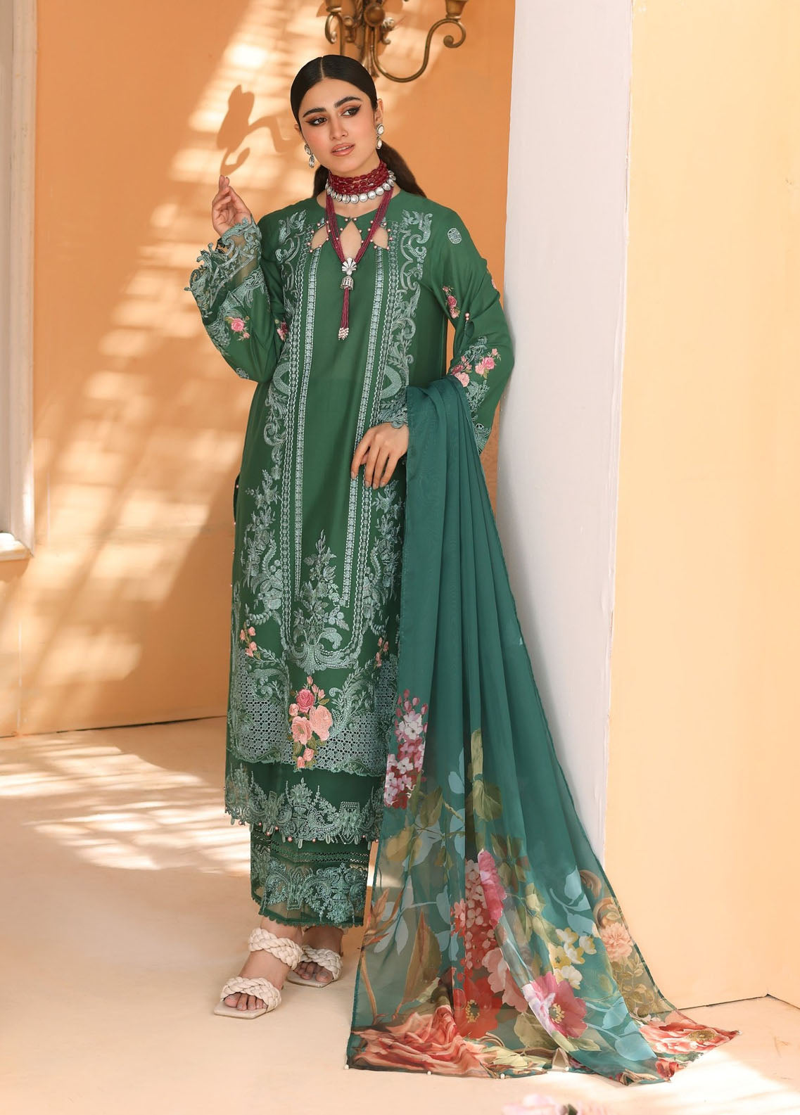 Elaf Pret Embroidered Lawn 3 Piece Suit EF23RW ELP-06A Mistletoe