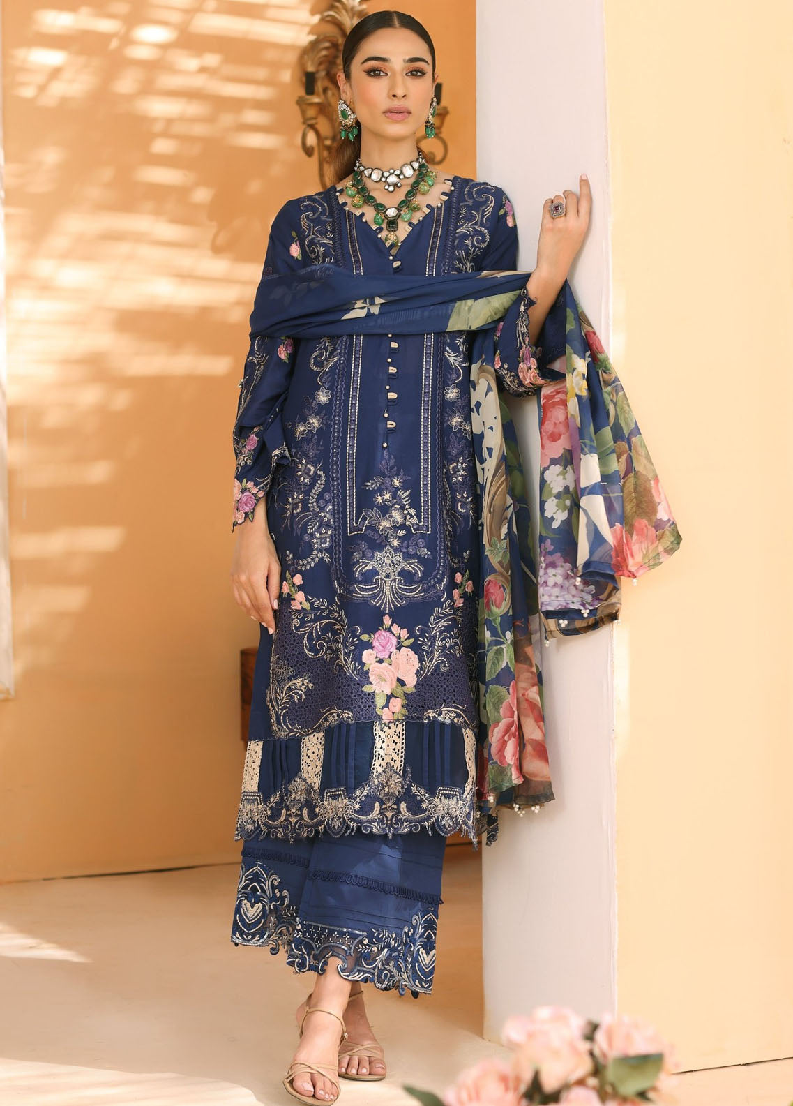 Elaf Pret Embroidered Lawn 3 Piece Suit EF23RW ELP-06B Lapis