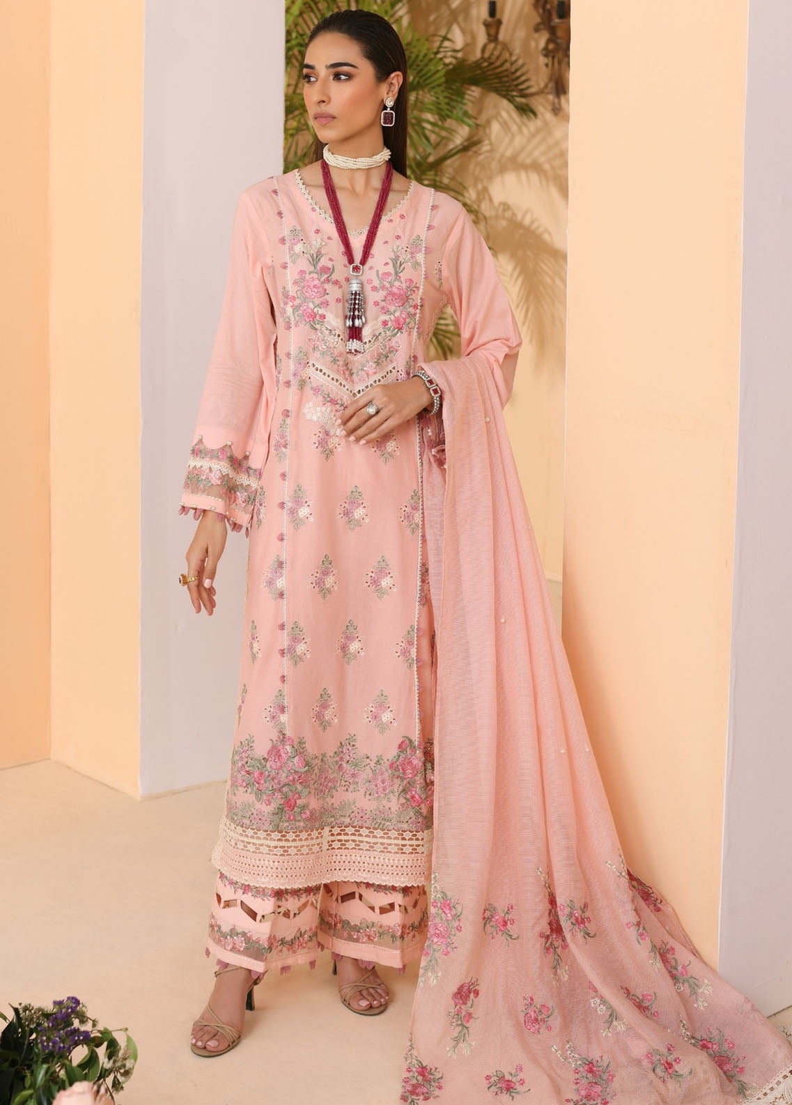 Elaf Pret Embroidered Lawn 3 Piece Suit EF23RW ELP-07A Cherish