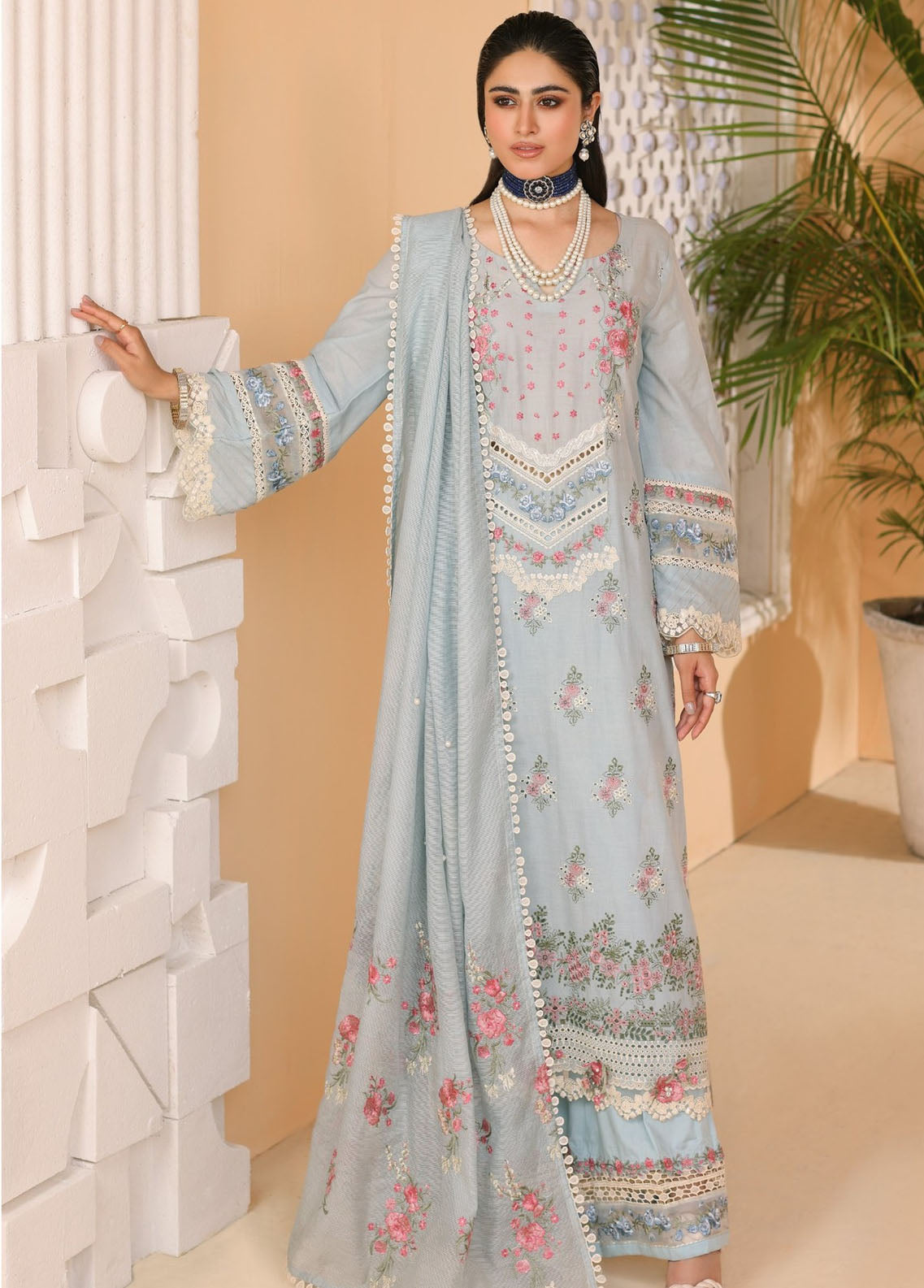 Elaf Pret Embroidered Lawn 3 Piece Suit EF23RW ELP-07B Skyler