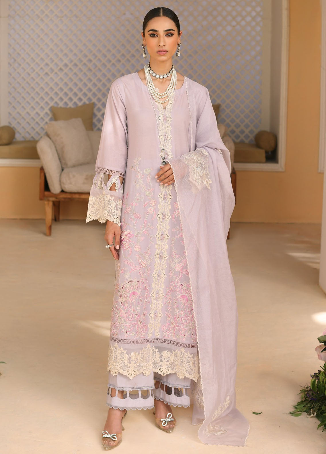 Elaf Pret Embroidered Lawn 3 Piece Suit EF23RW ELP-08A Prism