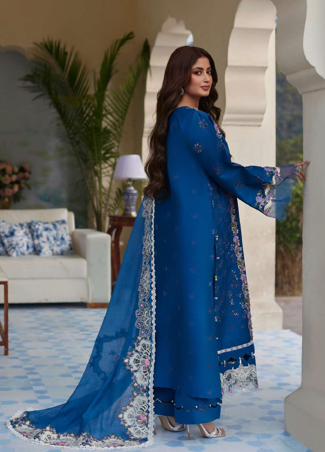 Elaf Unstitched Lawn Eid Edit 2024 D-04 Almas