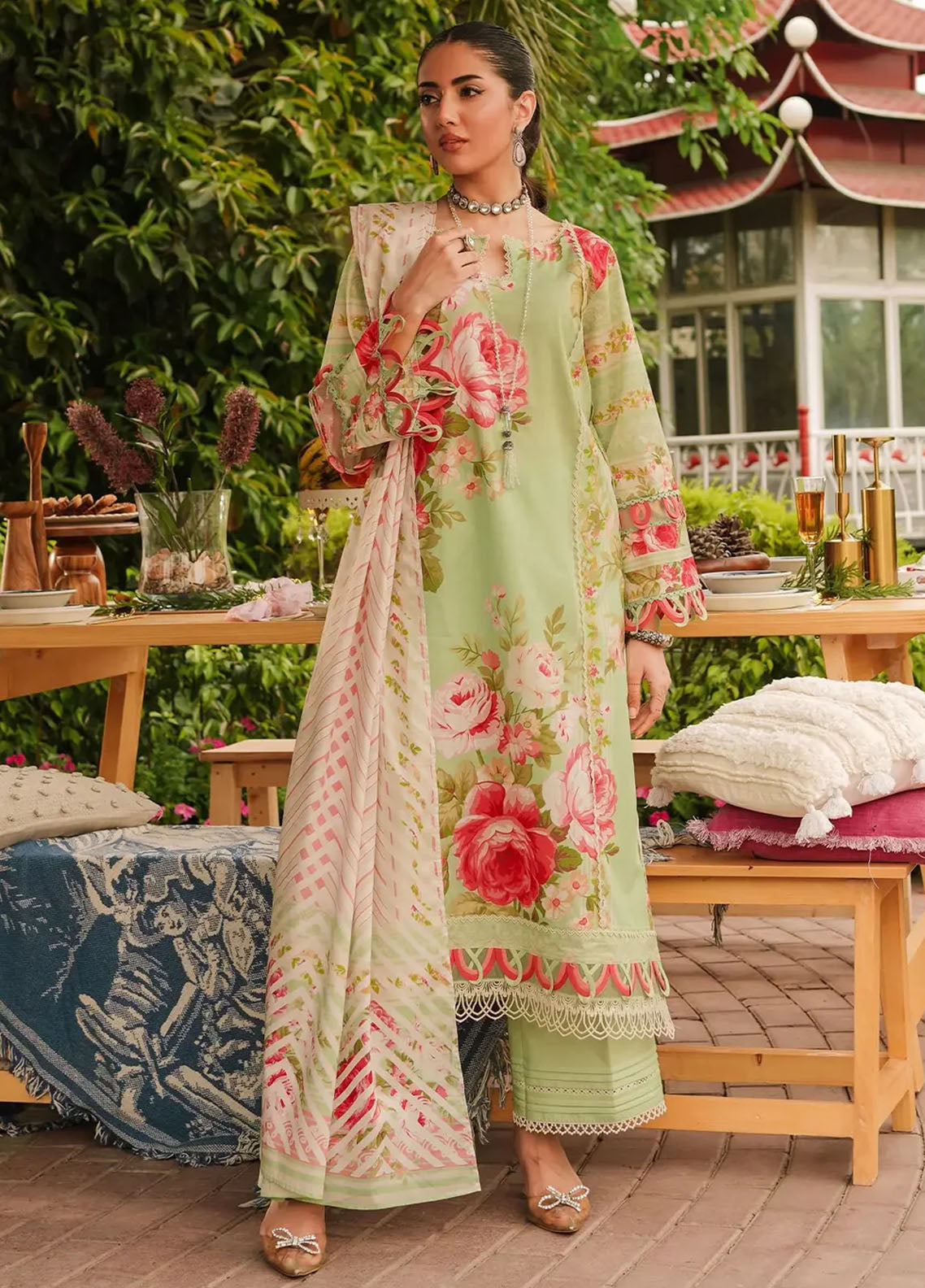 Prints By Elaf Printed Lawn Collection 2024 EEP-05A Mint To Be