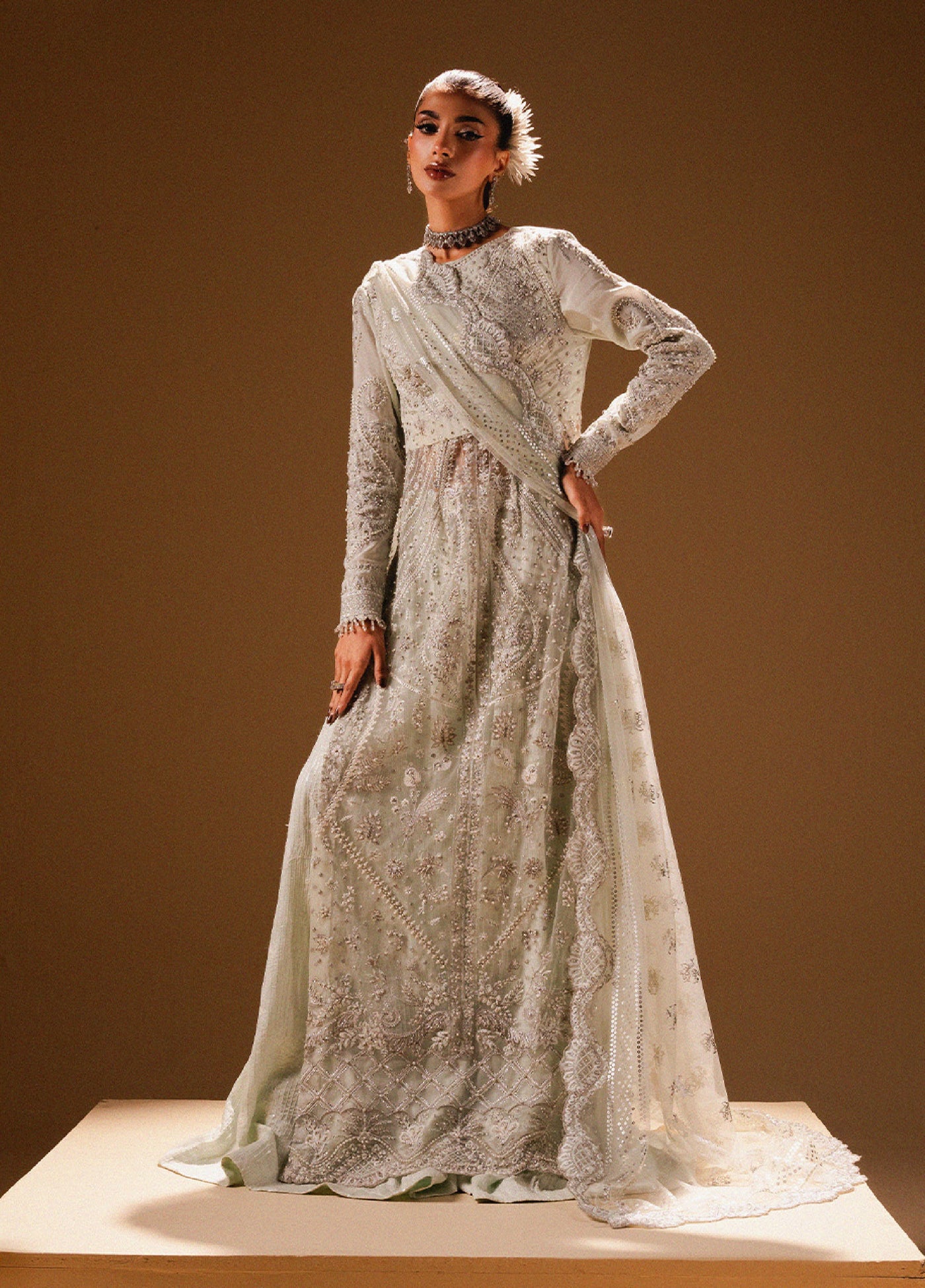 Afsanay by Zariya Luxury Embroidered Unstitched Chiffon 3 Piece Suits ZRY25LF D1 ZB50035 - Festive Collection