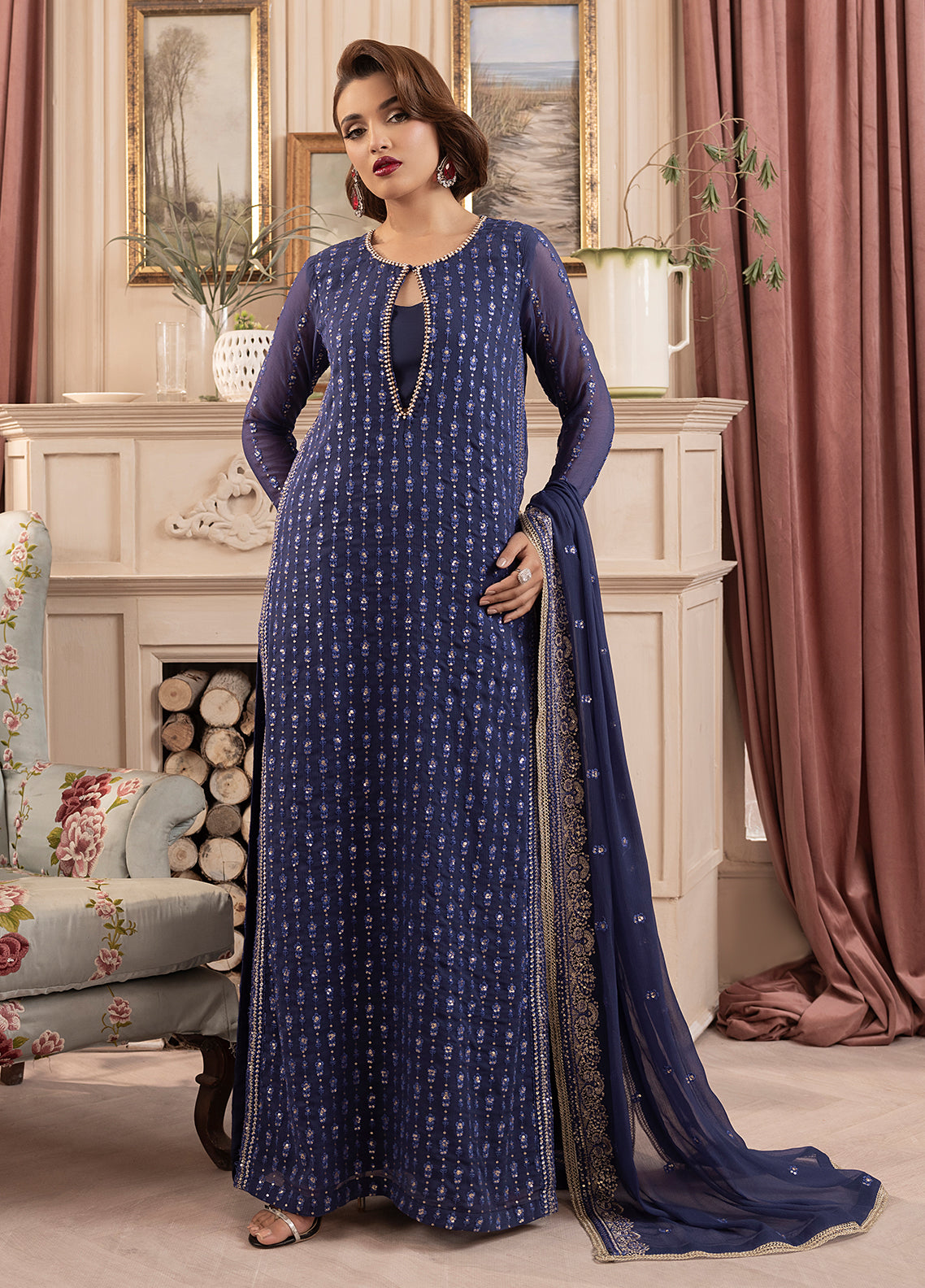 Elyssa by Sahane Unstitched Festive Chiffon Collection 2025 CT-19002 Elle