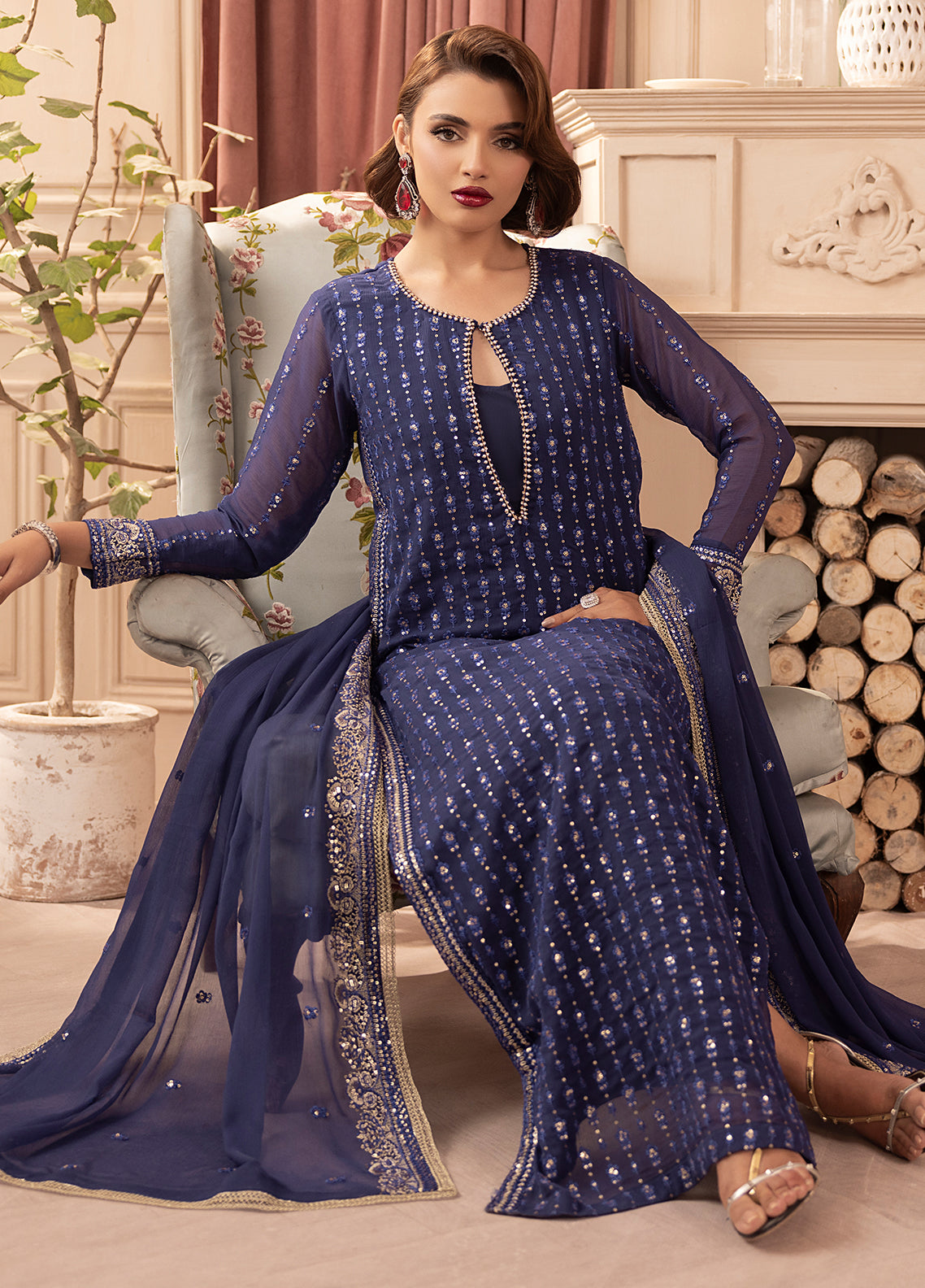 Elyssa by Sahane Unstitched Festive Chiffon Collection 2025 CT-19002 Elle