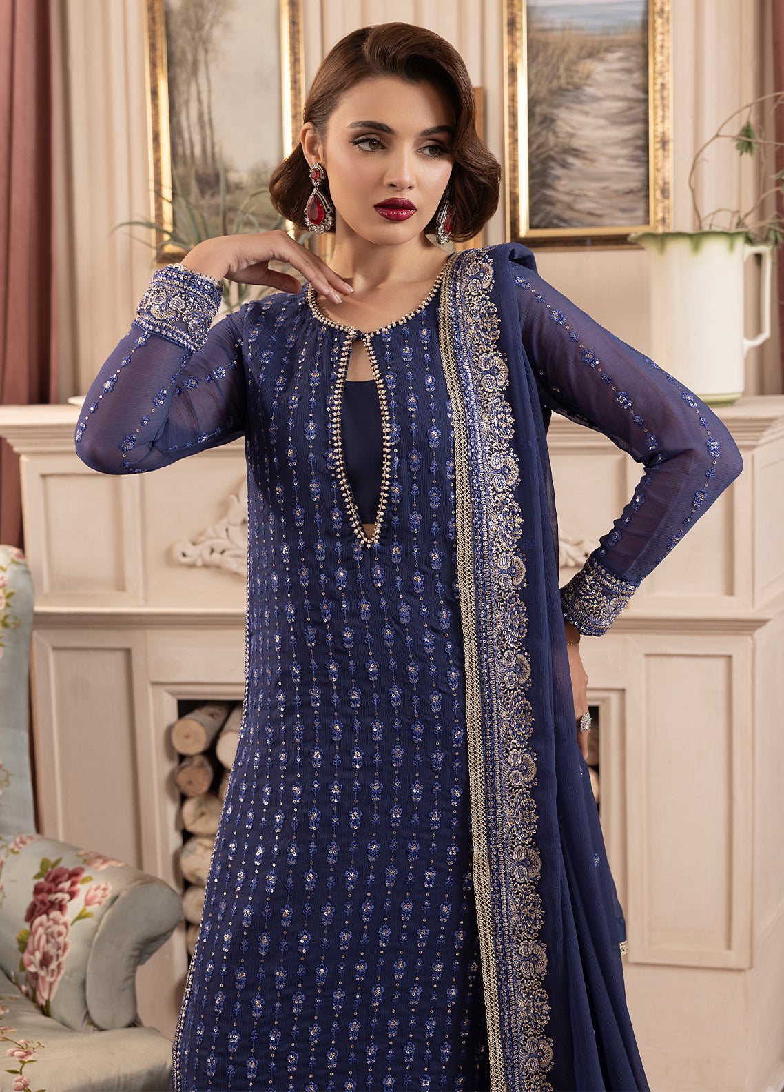 Elyssa by Sahane Unstitched Festive Chiffon Collection 2025 CT-19002 Elle