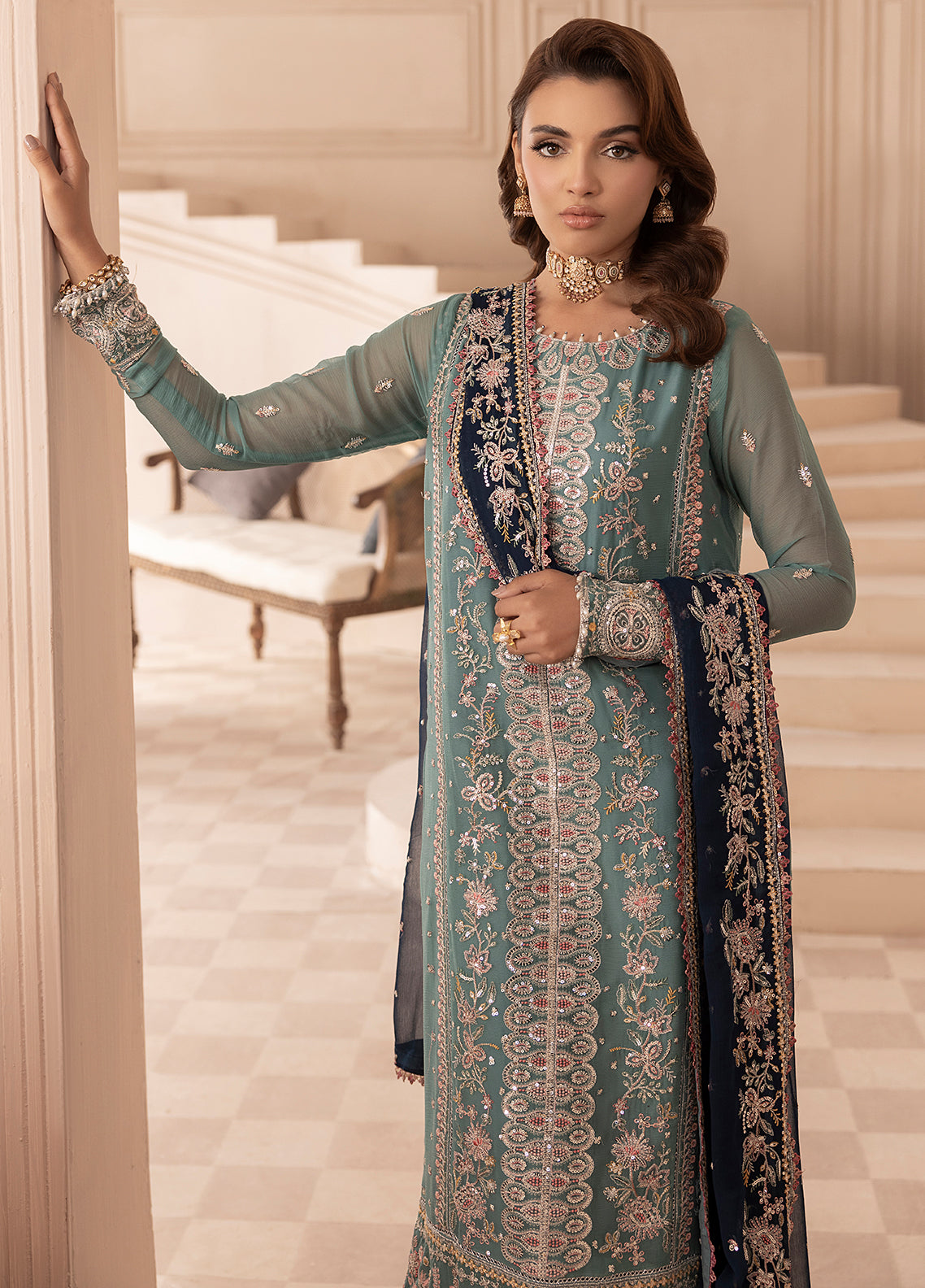 Elyssa by Sahane Unstitched Festive Chiffon Collection 2025 CT-19004 Emera