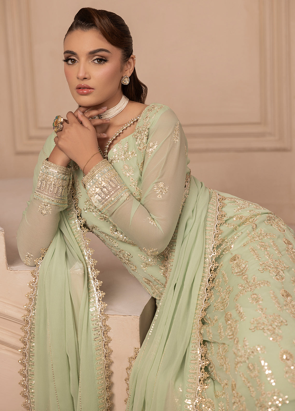 Elyssa by Sahane Unstitched Festive Chiffon Collection 2025 CT-19008 Cedra