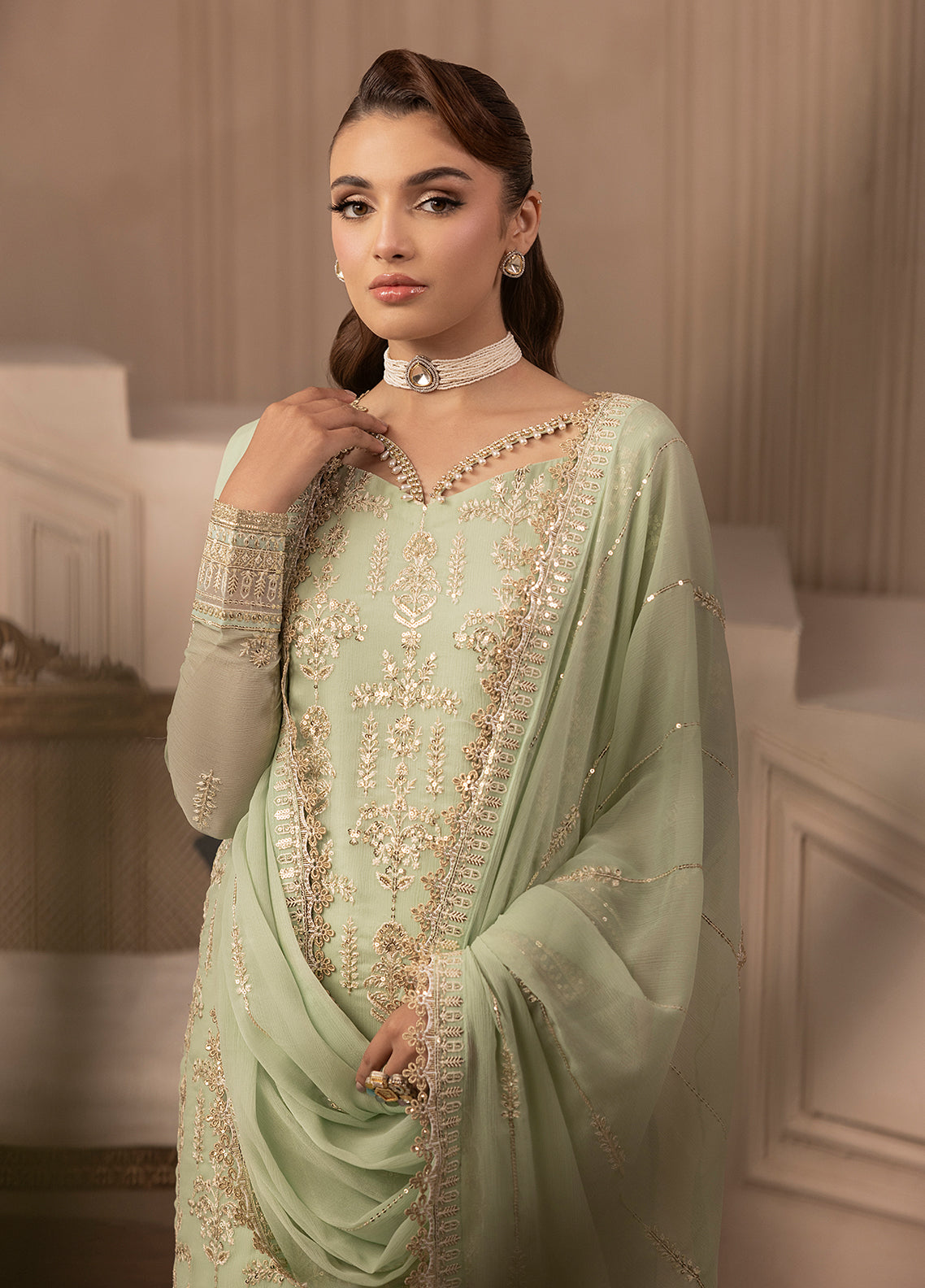 Elyssa by Sahane Unstitched Festive Chiffon Collection 2025 CT-19008 Cedra