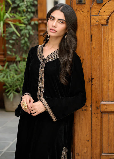 Dhanak Pret Embroidered Velvet Kurti DA-1873 BLACK