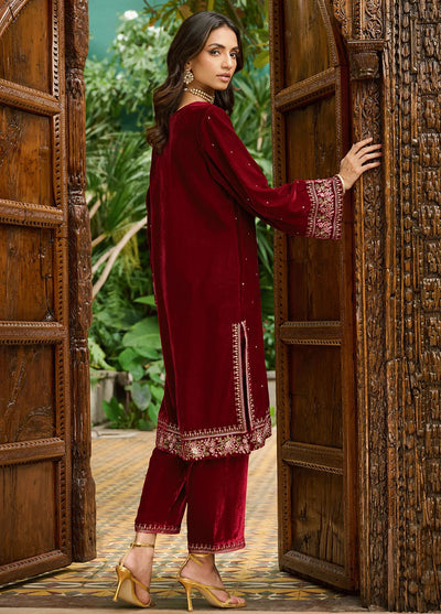 Dhanak Pret Embroidered Velvet 2 Piece Suit DA-2229 MAROON