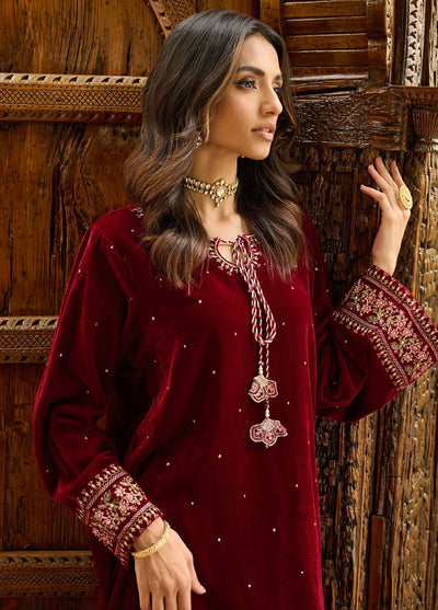 Dhanak Pret Embroidered Velvet 2 Piece Suit DA-2229 MAROON