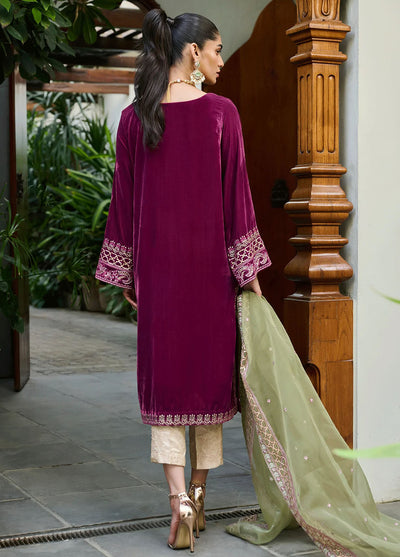 Dhanak Pret Embroidered Velvet 2 Piece Suit DA-2274 PURPLE