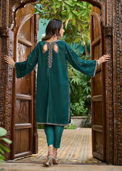 Dhanak Pret Embroidered Velvet 2 Piece Suit DA-2277 GREEN