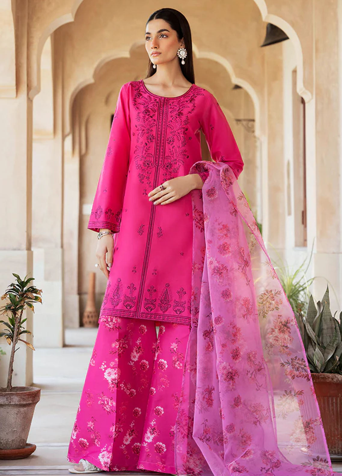 Esra Fashion Pret Embroidered Lawn 3 Piece Suit OE-24-02