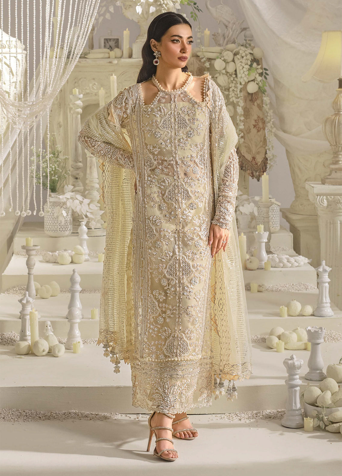 Evara By Elaf Embroidered Net Suit Unstitched 3 Piece EF24EF EFE-01 Aura - Formal Collection