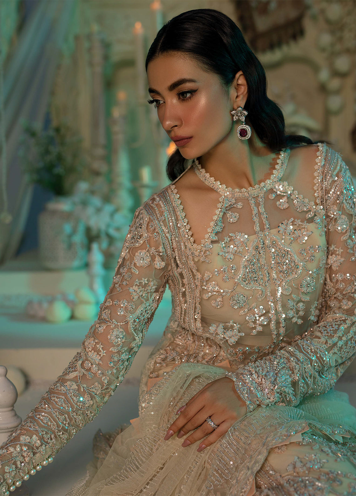 Evara By Elaf Embroidered Net Suit Unstitched 3 Piece EF24EF EFE-01 Aura - Formal Collection