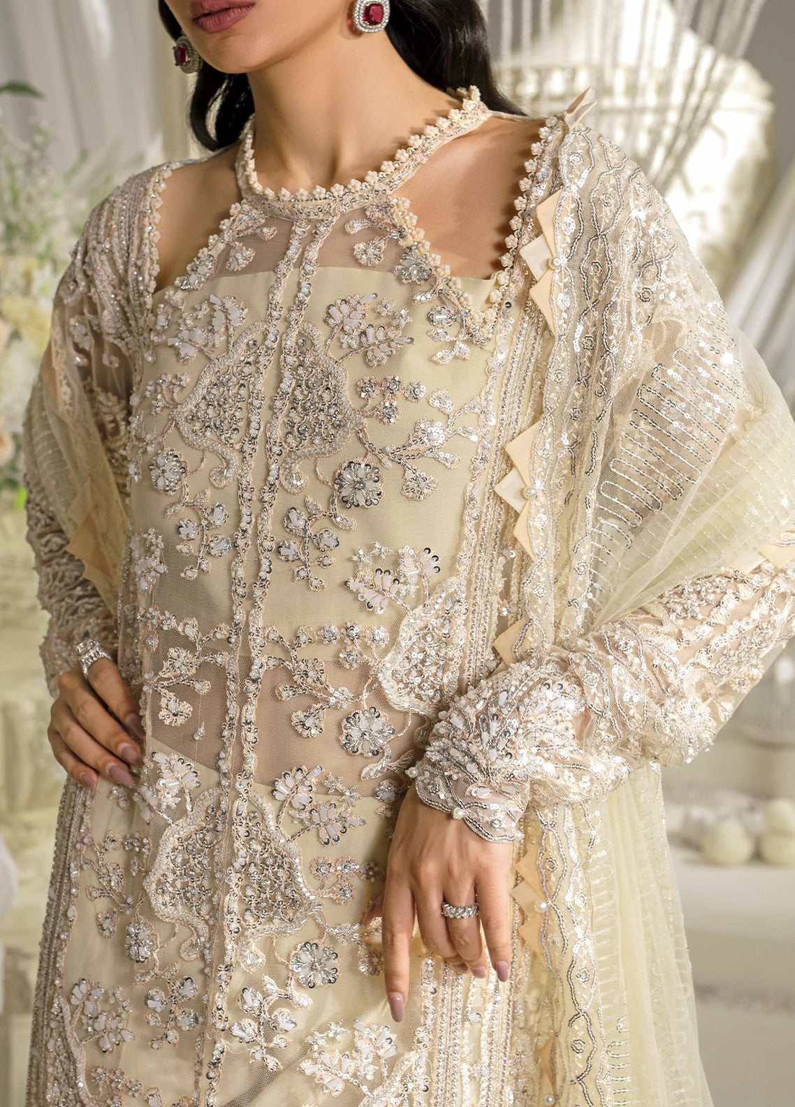 Evara By Elaf Embroidered Net Suit Unstitched 3 Piece EF24EF EFE-01 Aura - Formal Collection