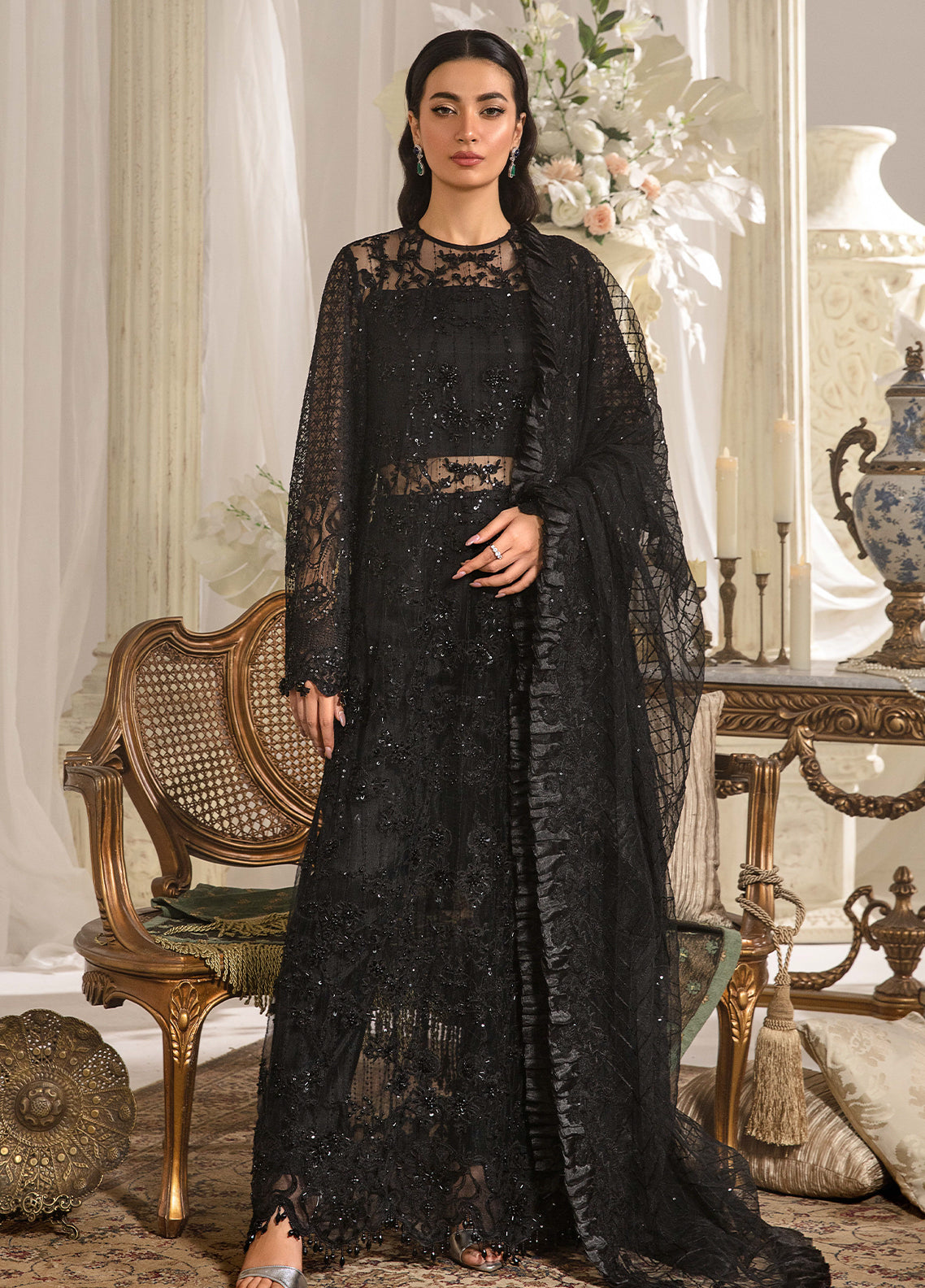 Evara By Elaf Embroidered Net Suit Unstitched 3 Piece EF24EF EFE-05 Majesty - Formal Collection