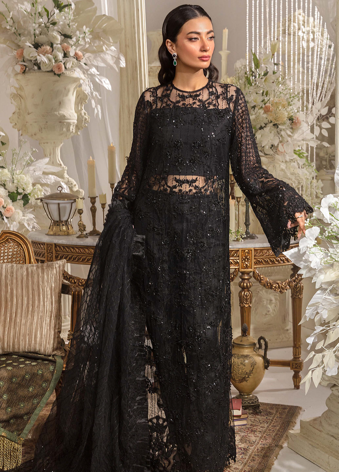 Evara By Elaf Embroidered Net Suit Unstitched 3 Piece EF24EF EFE-05 Majesty - Formal Collection